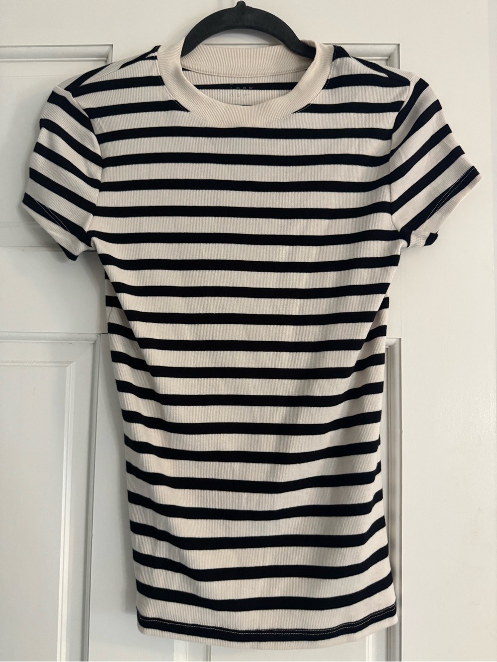 a new day Black & White Striped Short Sleeve Tee